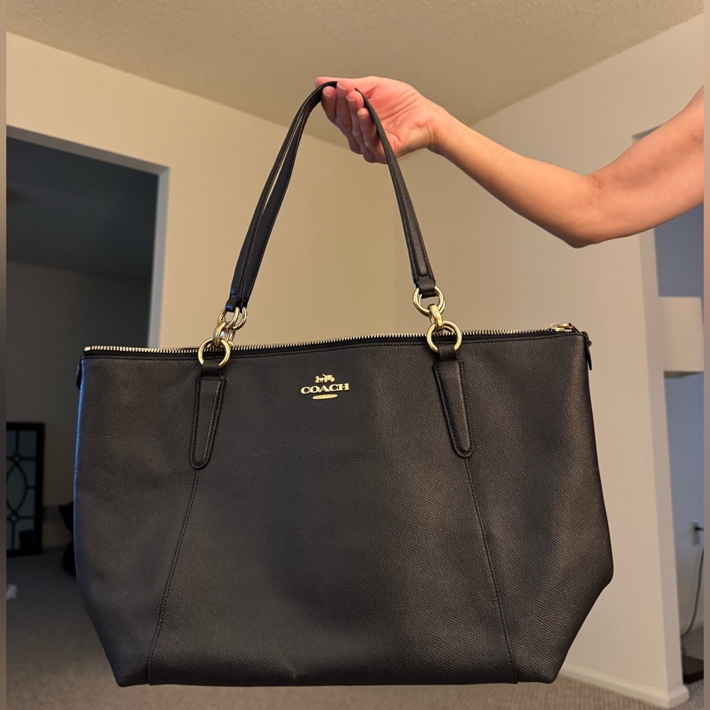 Coach Black Tote with Gold Accents